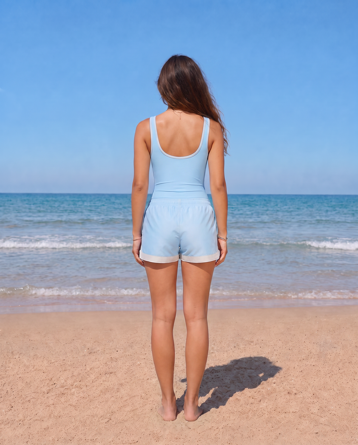 LIGHT BLUE W/ BEIGE
