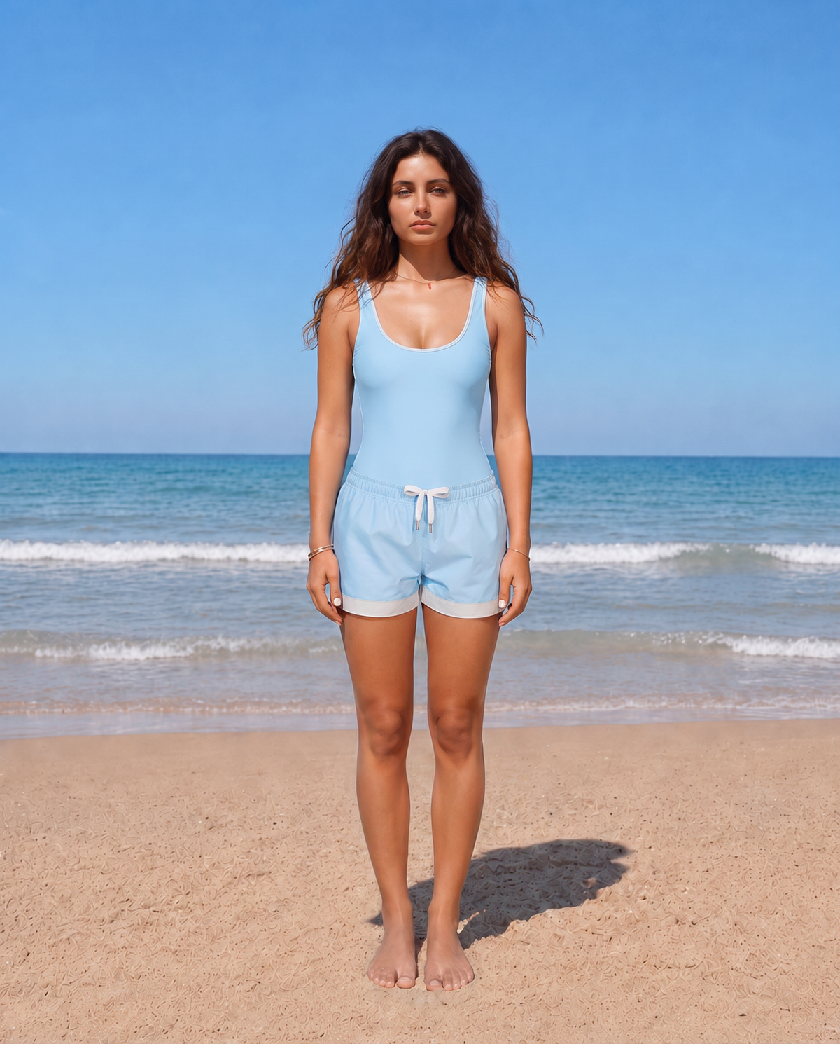 LIGHT BLUE W/ BEIGE