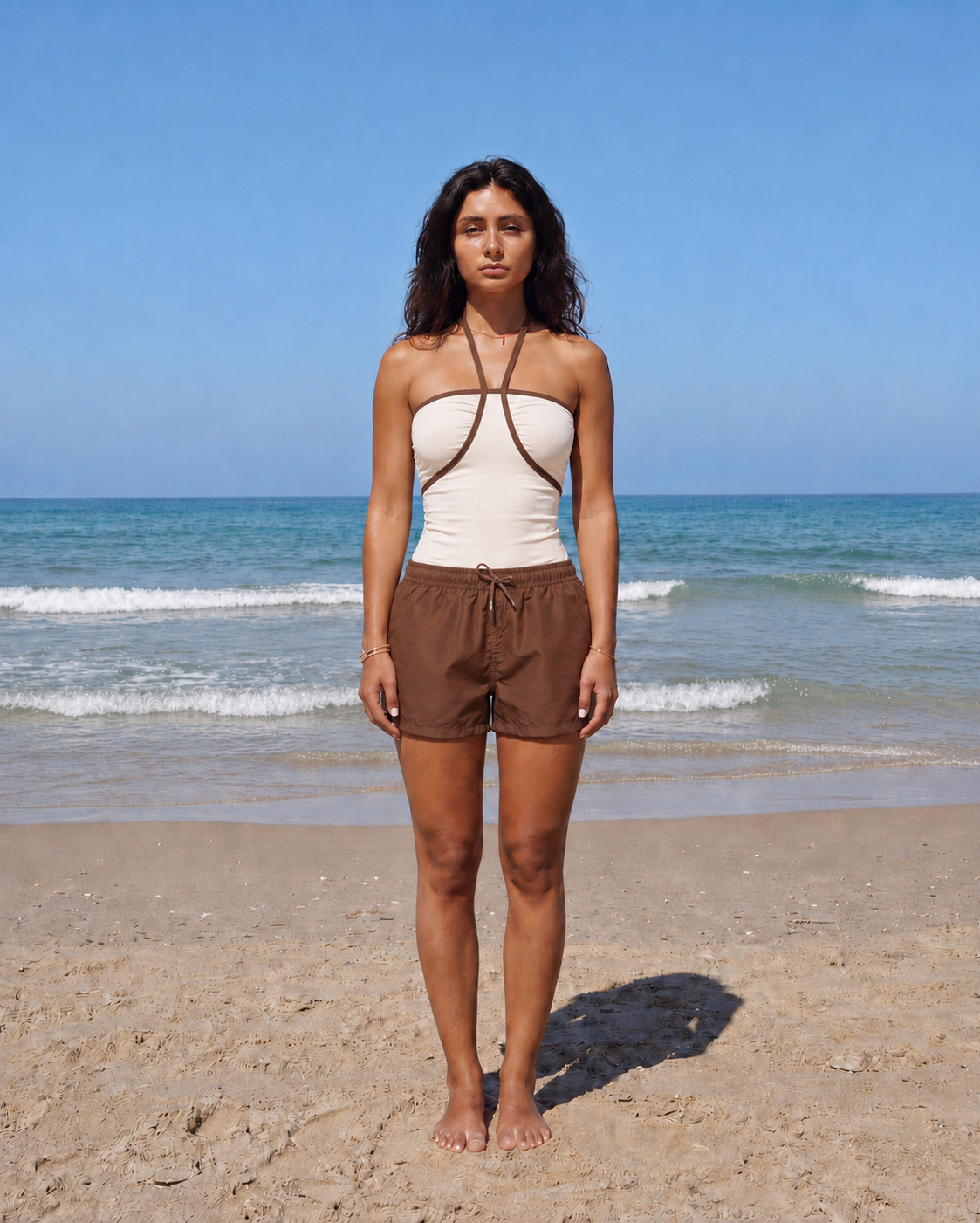 off white w/ brown border