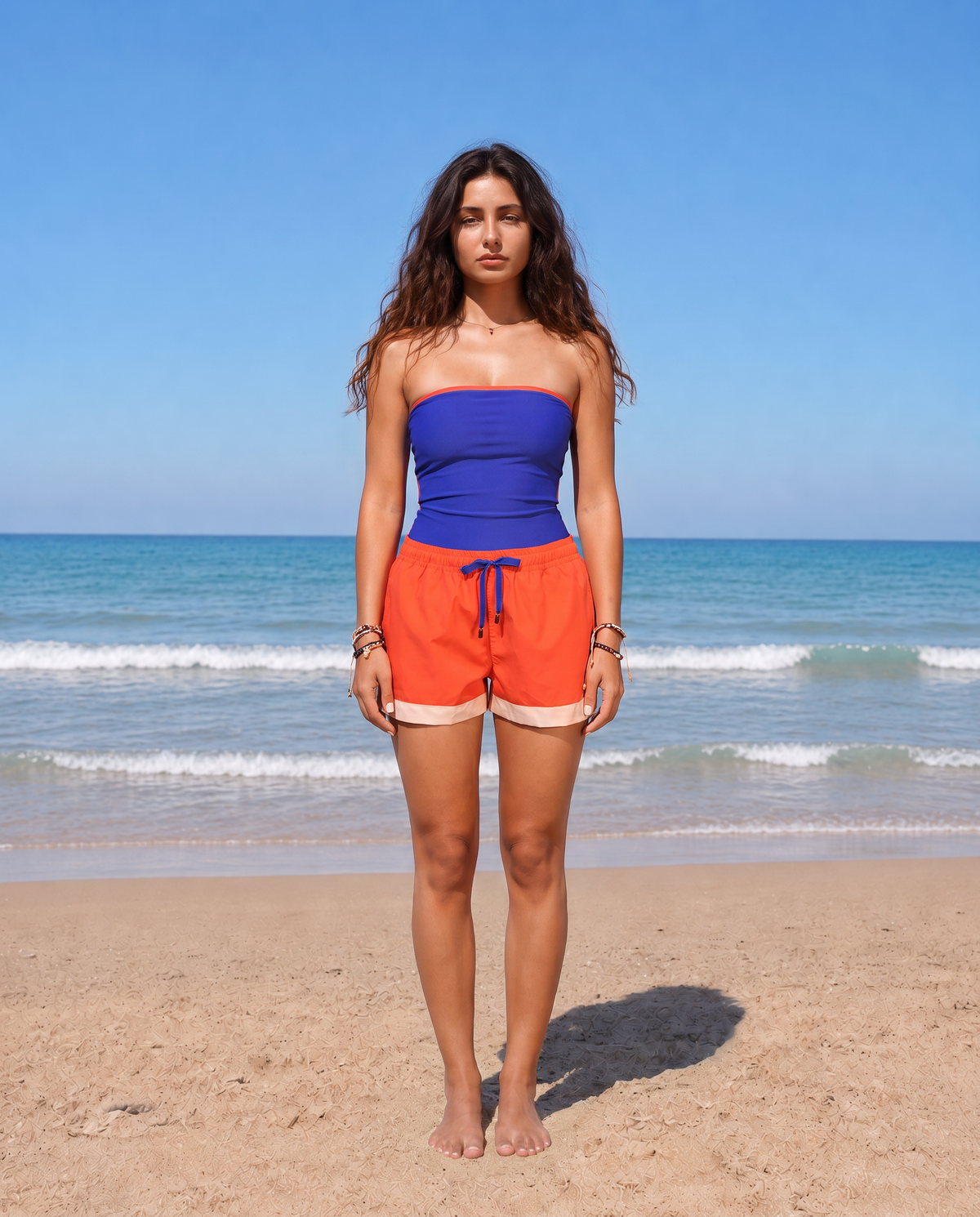RED-ORANGE W/ BEIGE