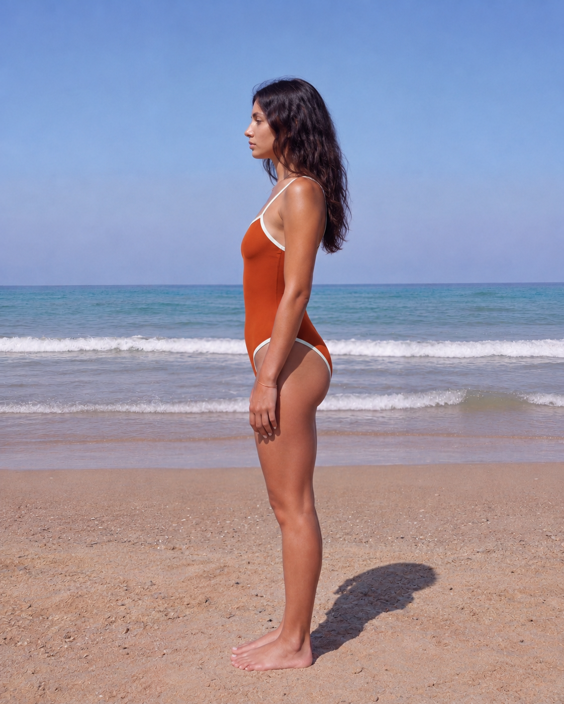 rust orange w/ white border