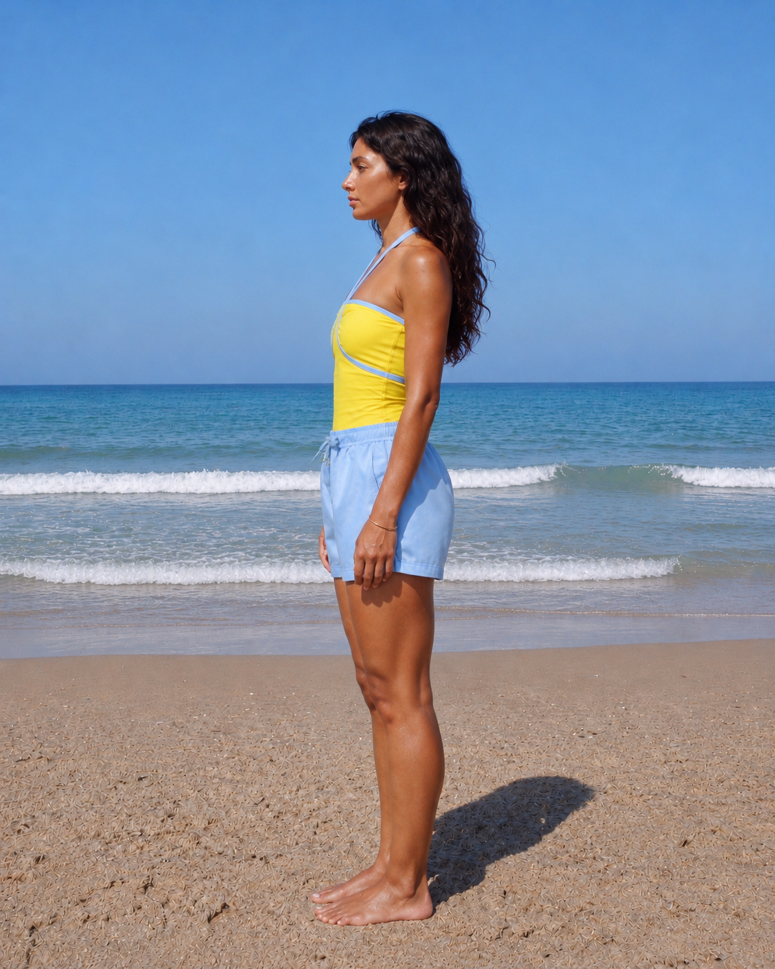 yellow w/ baby blue border